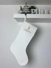 Load image into Gallery viewer, Christmas Stocking Ivory with Sage Green Tones - Personalised Embroidered