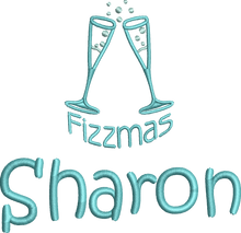 Load image into Gallery viewer, Christmas Stocking Aqua / Ivory with Aqua Tones - Personalised Embroidered