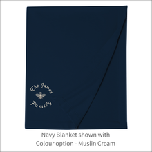 Load image into Gallery viewer, Jersey Blanket 'Queen Bee' and 'Family Name' - Personalised Embroidered
