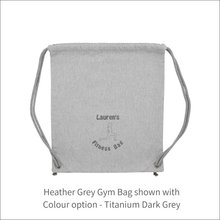 Load image into Gallery viewer, Organic Fitness Bag - 'Name' with Fitness Logo and 'Wording' Personalised Embroidered