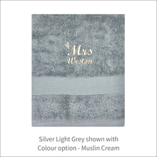 Load image into Gallery viewer, Soft and Fluffy 'Mr' 'Mrs' Name Design Towel