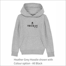 Load image into Gallery viewer, Kids Organic Hoodie 'Skull'- Personalised Embroidered