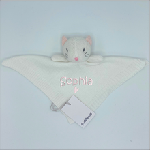 Load image into Gallery viewer, Baby Knitted White Kitten Comforter Gift - Personalised Embroidered