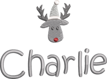 Load image into Gallery viewer, Christmas Stocking Light Grey / Ivory with Grey Tones - Personalised Embroidered