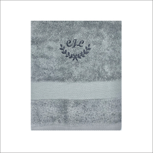 Load image into Gallery viewer, Soft and Fluffy 'Initials' Dainty Leaf Design Towel