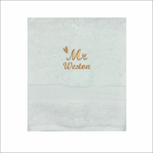 Load image into Gallery viewer, Soft and Fluffy 'Mr' 'Mrs' Name Design Towel