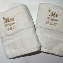 Load image into Gallery viewer, Soft and Fluffy 'Mr' or 'Mrs' Anniversary Towel