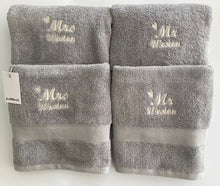 Load image into Gallery viewer, Soft and Fluffy 'Mr' 'Mrs' Name Design Towel