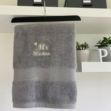 Load image into Gallery viewer, Soft and Fluffy 'Mr' 'Mrs' Name Design Towel