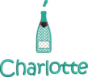 Christmas Stocking White with Aqua Tones - Personalised Embroidered