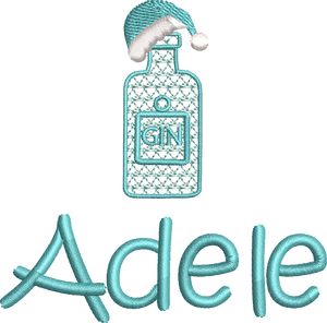 Christmas Stocking White with Aqua Tones - Personalised Embroidered