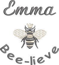 Load image into Gallery viewer, Organic Tote Bag &#39;Name&#39; and &#39;Bee&#39; - Personalised Embroidered
