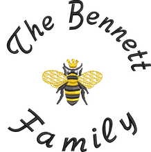 Load image into Gallery viewer, Jersey Blanket &#39;Queen Bee&#39; and &#39;Family Name&#39; - Personalised Embroidered
