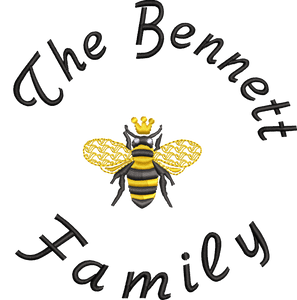 Jersey Blanket 'Queen Bee' and 'Family Name' - Personalised Embroidered