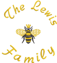 Load image into Gallery viewer, Jersey Blanket &#39;Queen Bee&#39; and &#39;Family Name&#39; - Personalised Embroidered
