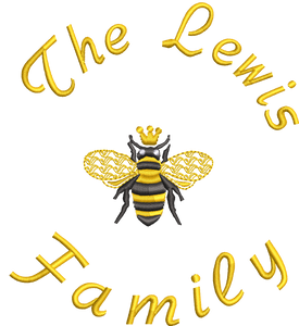 Jersey Blanket 'Queen Bee' and 'Family Name' - Personalised Embroidered