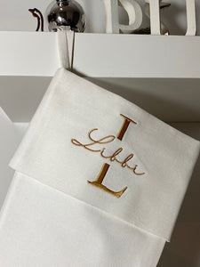 Christmas Stocking with Name and Initial - Personalised Embroidered