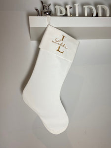 Christmas Stocking with Name and Initial - Personalised Embroidered