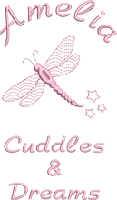 Load image into Gallery viewer, Jersey Blanket &#39;Dragonfly&#39; Cuddles &amp; Dreams - Personalised Embroidered
