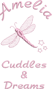 Jersey Blanket 'Dragonfly' Cuddles & Dreams - Personalised Embroidered