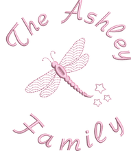 Load image into Gallery viewer, Jersey Blanket &#39;Dragonfly&#39; Family - Personalised Embroidered
