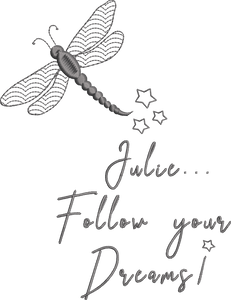 Organic Tote Bag 'Dragonfly' and 'Follow your Dreams'- Personalised Embroidered