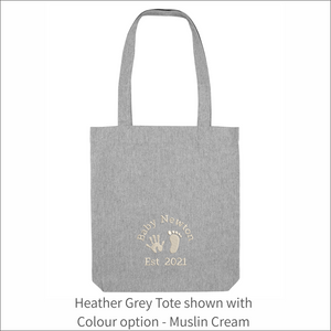 Organic Tote Bag 'Baby Name'- Personalised Embroidered