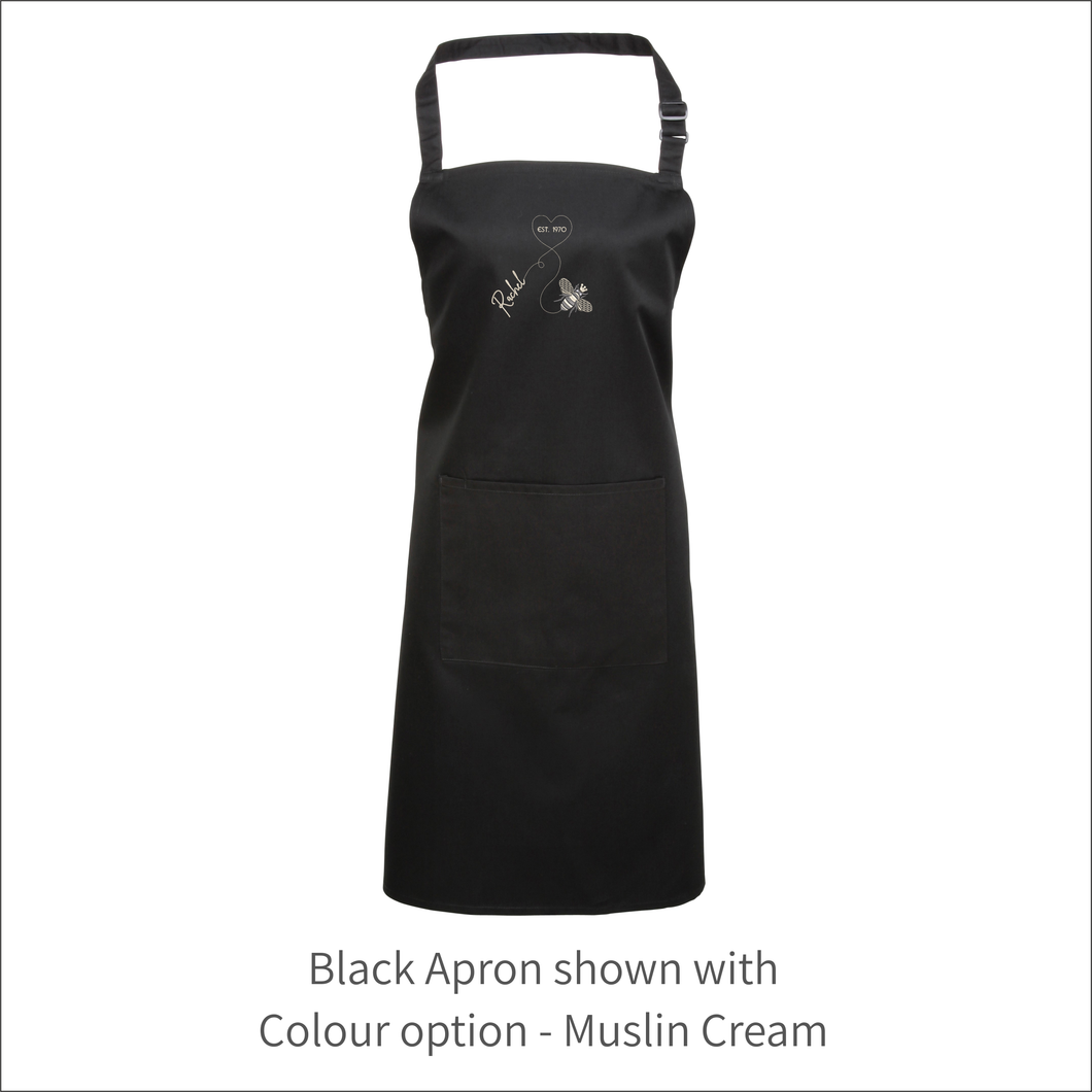 Apron 'Heart & Honey Bee' - Personalised Embroidered