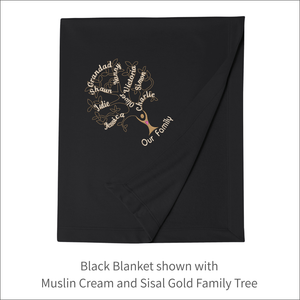 Jersey Blanket 'Family Tree' - Personalised Embroidered