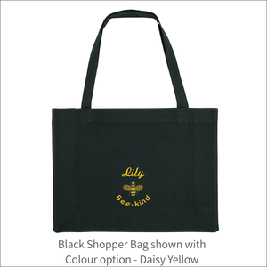 Organic Shopper Bag 'Name' and 'Bee' - Personalised Embroidered