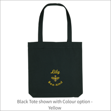 Load image into Gallery viewer, Organic Tote Bag &#39;Name&#39; and &#39;Bee&#39; - Personalised Embroidered
