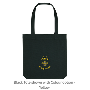 Organic Tote Bag 'Name' and 'Bee' - Personalised Embroidered