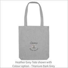 Load image into Gallery viewer, Organic Tote Bag &#39;Name&#39; and &#39;Bee&#39; - Personalised Embroidered
