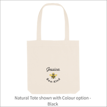 Load image into Gallery viewer, Organic Tote Bag &#39;Name&#39; and &#39;Bee&#39; - Personalised Embroidered
