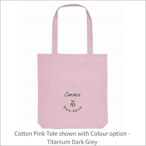 Organic Tote Bag 'Name' and 'Bee' - Personalised Embroidered