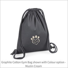 Load image into Gallery viewer, Organic Cotton Bag &#39;Paw Heart&#39; - Personalised Embroidered
