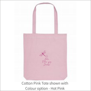 Organic Tote Bag 'Dragonfly' and 'Follow your Dreams'- Personalised Embroidered