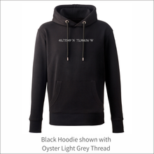 Load image into Gallery viewer, Unisex Organic Soft Luxuriously Thick Hoodie - &#39;GPS Coordinates&#39; Personalised Embroidered
