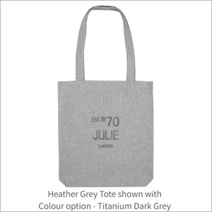 Organic Tote Bag 'Glam'- Personalised Embroidered