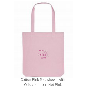 Organic Tote Bag 'Glam'- Personalised Embroidered