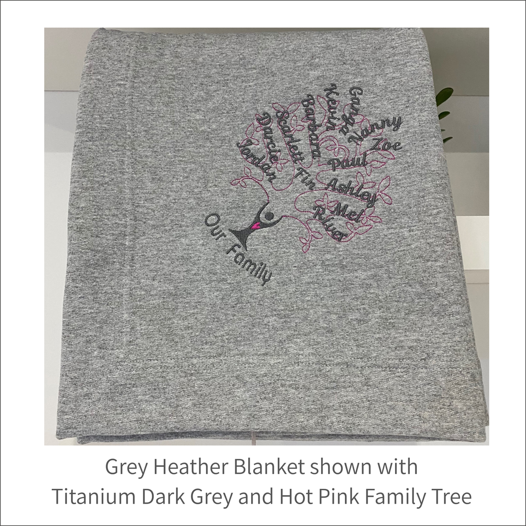 Jersey Blanket 'Family Tree' - Personalised Embroidered