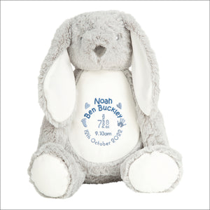 Soft Rabbit with Name & Birth - Personalised Embroidered