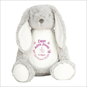 Soft Rabbit with Name & Birth - Personalised Embroidered