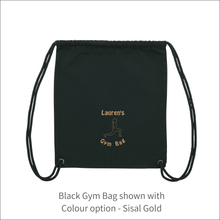 Load image into Gallery viewer, Organic Fitness Bag - &#39;Name&#39; with Fitness Logo and &#39;Wording&#39; Personalised Embroidered
