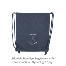 Load image into Gallery viewer, Organic Fitness Bag - &#39;Name&#39; with Fitness Logo and &#39;Wording&#39; Personalised Embroidered
