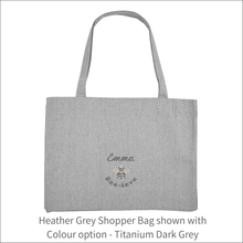 Load image into Gallery viewer, Organic Shopper Bag &#39;Name&#39; and &#39;Bee&#39; - Personalised Embroidered
