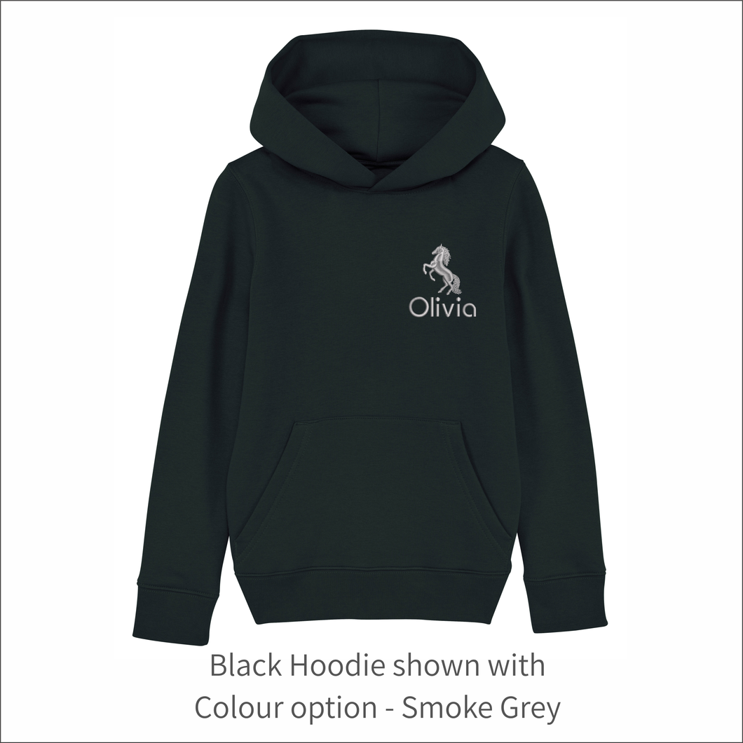 Kids Organic Hoodie 'Horse'- Personalised Embroidered