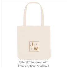 Load image into Gallery viewer, Organic Tote Bag &#39;Initials Plaque&#39;- Personalised Embroidered
