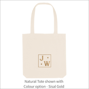 Organic Tote Bag 'Initials Plaque'- Personalised Embroidered