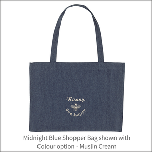 Organic Shopper Bag 'Name' and 'Bee' - Personalised Embroidered